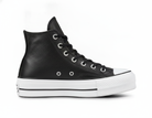 Zapatilla Casual de Plataforma Alta en Cuero para Mujer Negro