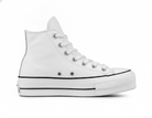 Zapatilla con Plataforma de Cuero Alta Mujer Blanco