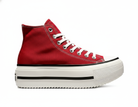 Zapatillas de Lona con Plataforma Altas Mujer Rojo